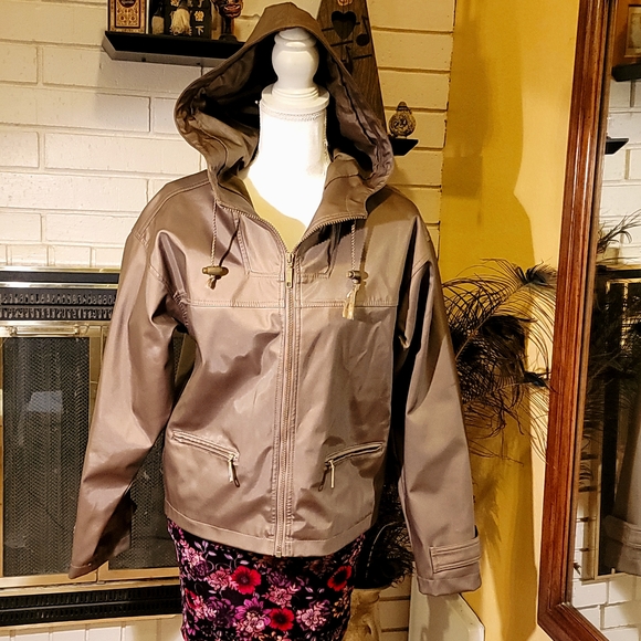 Urban Vibe Jackets & Blazers - URBAN VIBE Bronze Waterproof Hooded Crop Jacket Sz Small